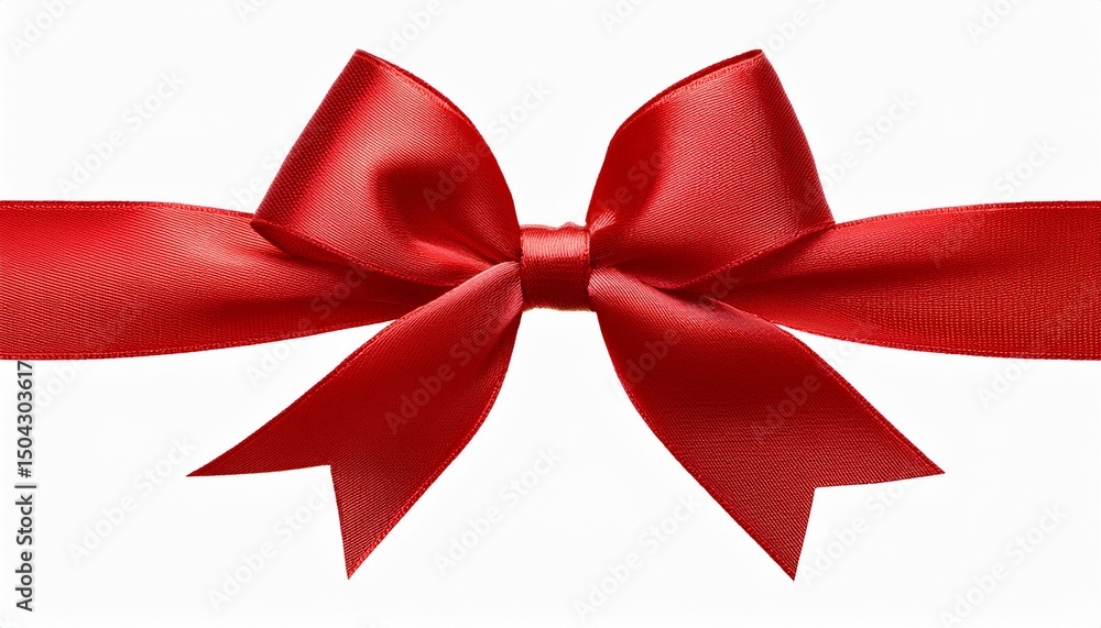Red satin gift ribbon and bow isolated on white or transparent background, Christmas or birthday or Valentine's Day holiday celebration, png cut out symbol Red satin gift ribbon and bow isolated on white or transparent background, Christmas or birthday or Valentine's Day holiday celebration, png cut out symbol