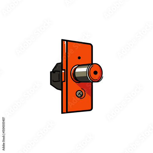 Orange latch bolt secures internal doorway inside illustration