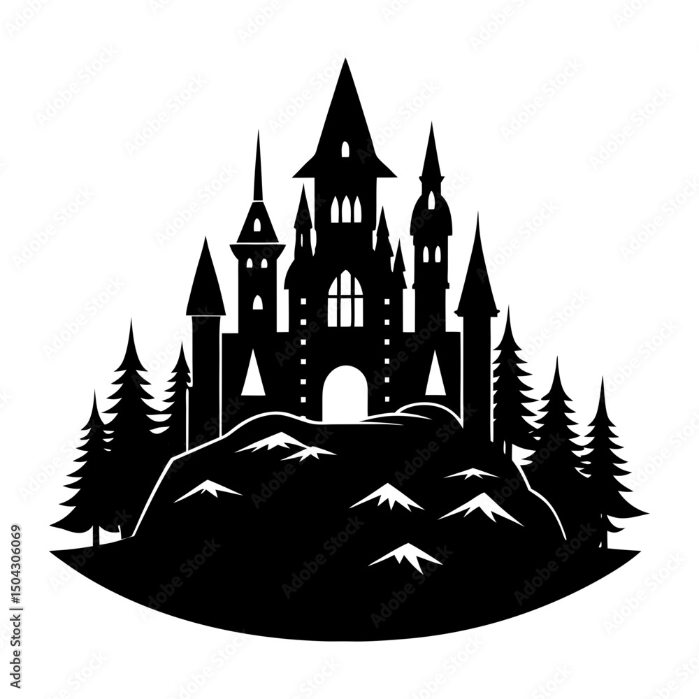 Fototapeta premium Castle Silhouette vector illustration
