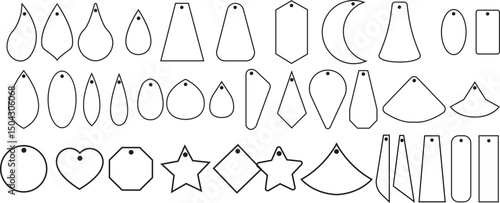 Set of earring designs laser cut, jewelry earrings collection line vector.