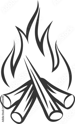Burning Firewood Stack Campfire Flames Heat Energy Outdoor Vector