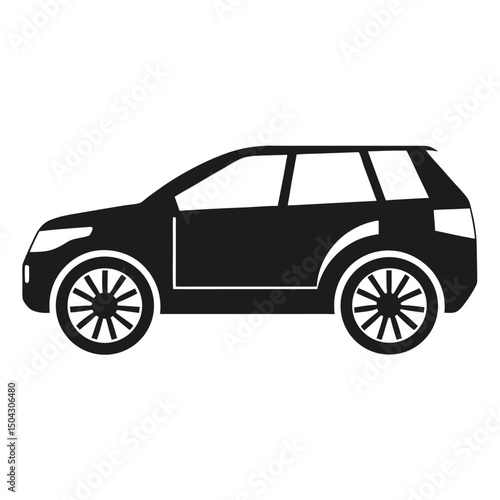 Minimalist black suv vector illustration depicting modern transportation and automotive design.