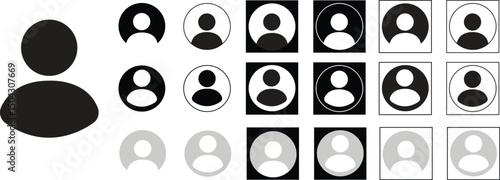 Profile icon set. Social media User icons. avatar, user profile collection, person icon, gender neutral silhouette, People picture. Flat style