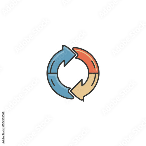 Circular arrows rotate showing process renewal diagram cycle isolated