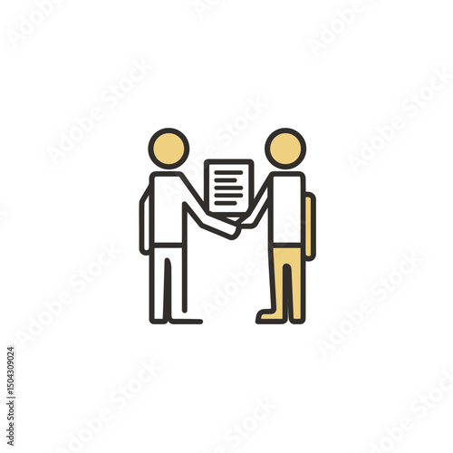 People figures exchanging document flat isolated design