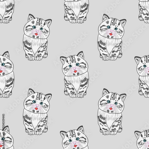 Cute patterned cat illustration on gray background