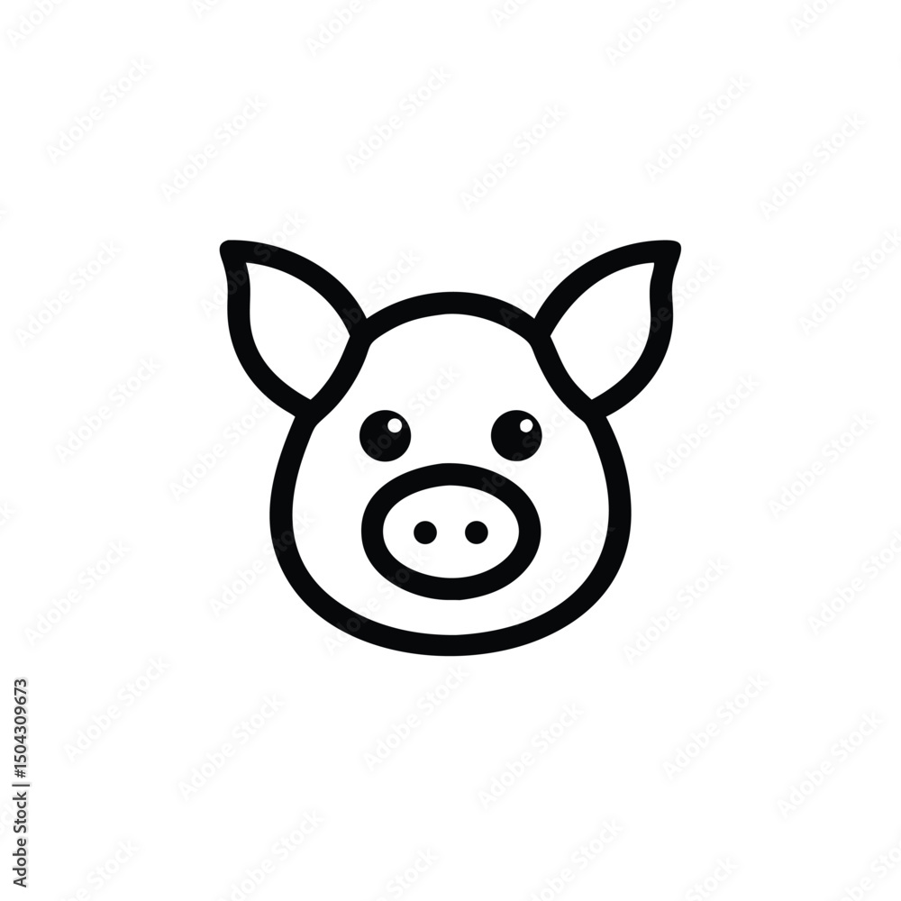 Simple and clean line art illustration of a pig's face with charming details, perfect for adding a touch of whimsy and appeal. Simple and clean line art illustration of a pig's face with charming details, perfect for adding a touch of whimsy and appeal.
