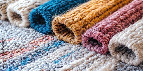 Close-up of textured wool rug