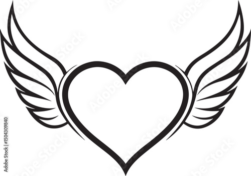 A passionate red and pink vector heart set with wings, perfect for Valentine's Day romance and love illustrations