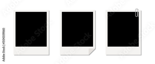 Isolated Picture frame vector mock up, Polaroid, Photo frame, Decoration clip art on Transparent background, Editable stock