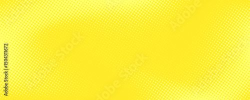 Pop art lemon yellow background with halftone patterns in comic book style, vector illustration