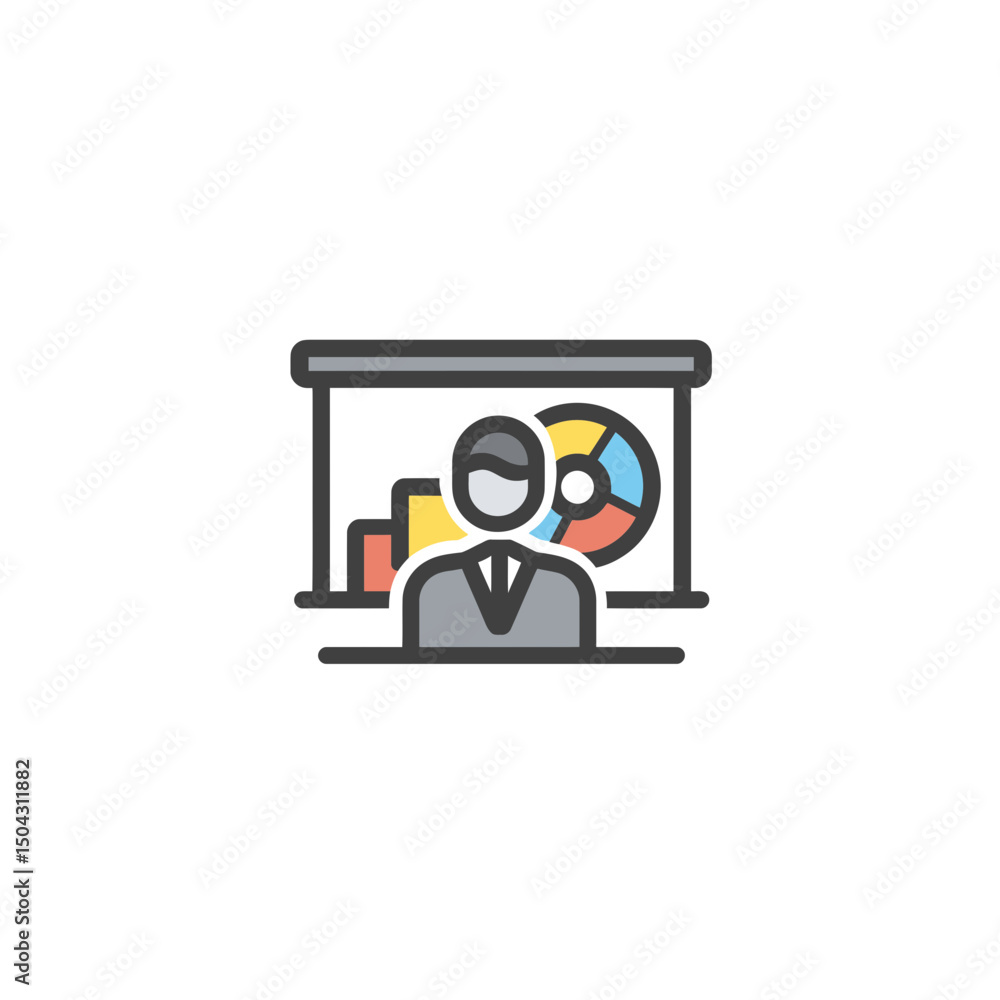 Fototapeta premium Businessperson presents charts data graphs in meeting office details