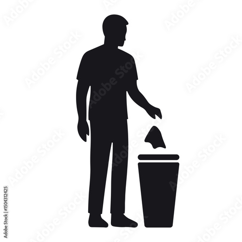 Man Throwing Trash into Bin Icon