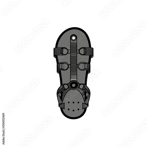Grey sandal displays straps over white background footwear