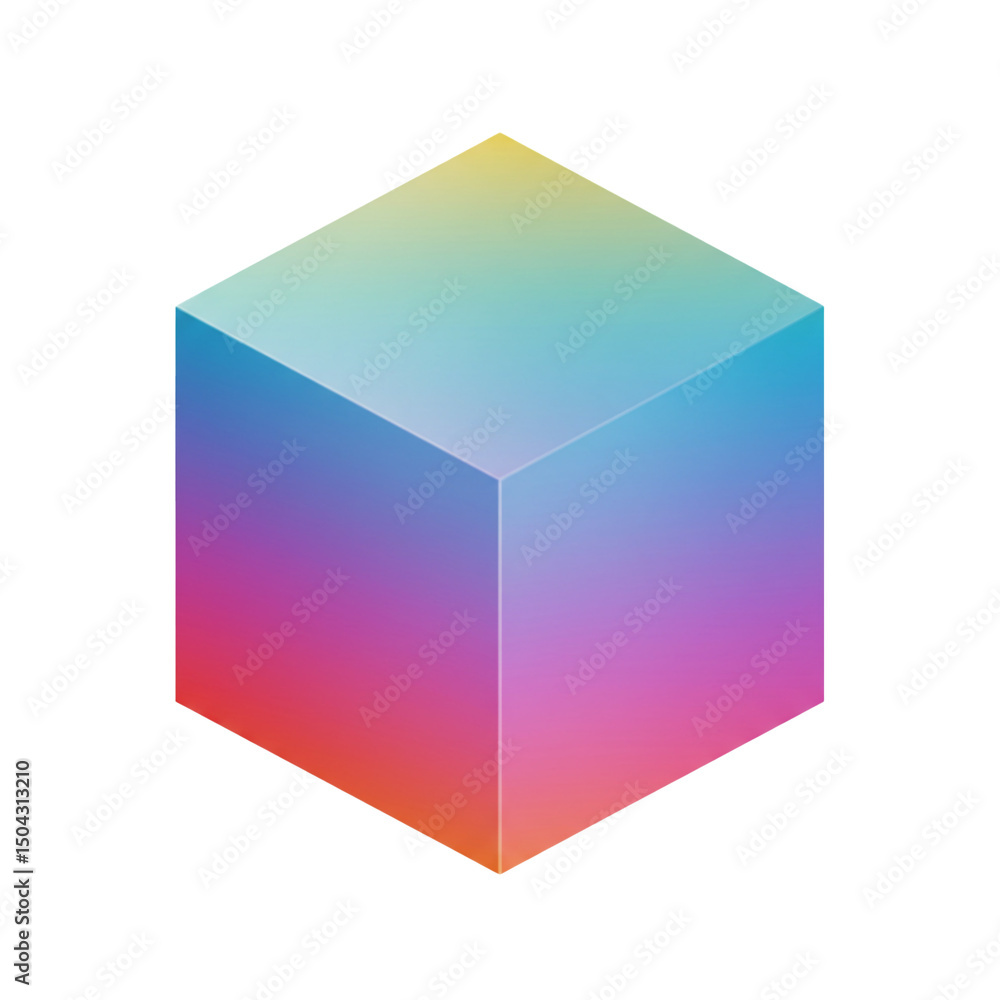 Vibrant Gradient Cube Isolated on White Background, a Versatile Isometric Element for Modern Design and Abstract Composition Concepts Vibrant Gradient Cube Isolated on White Background, a Versatile Isometric Element for Modern Design and Abstract Composition Concepts