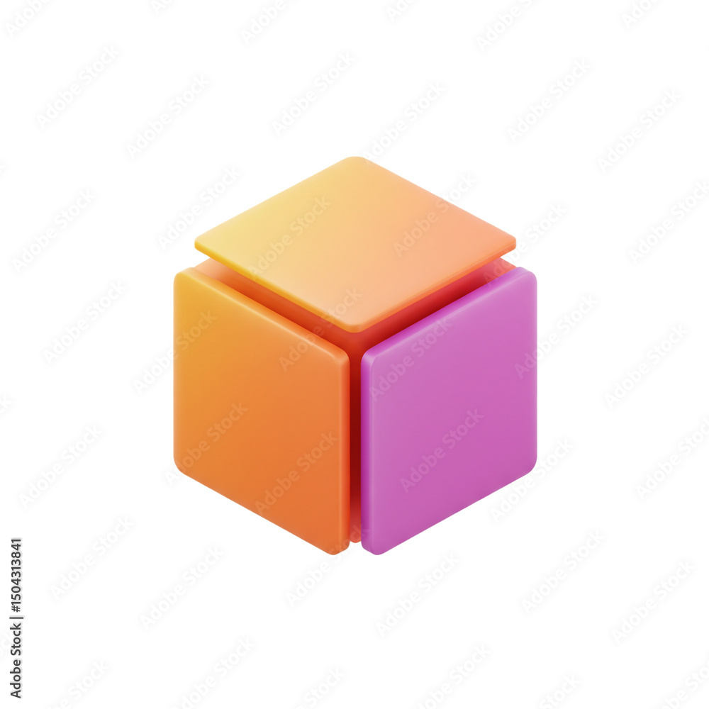 Obraz premium Abstract three-dimensional cube structure symbolizing multi-faceted solutions and interconnected organization, with a harmonious color palette rendering