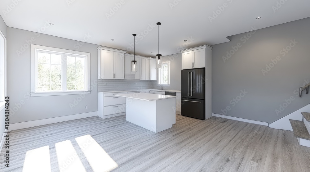 Obraz premium Modern kitchen with light-filled space