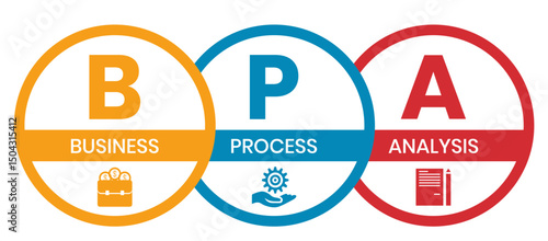 BPA - Business Process Analysis acronym. business concept background. vector illustration concept with keywords and icons. lettering illustration with icons for web banner, flyer, landing page