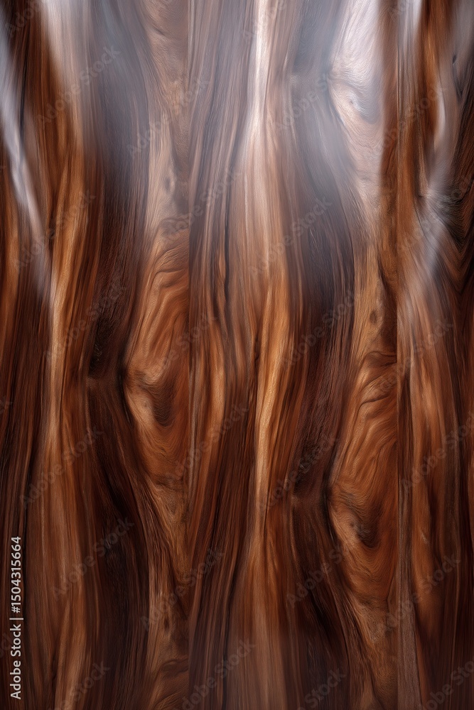 Naklejka premium Close-up showcasing the rich textures and natural patterns of hardwood, revealing grains, knots, and warm tones in a vertical orientation.