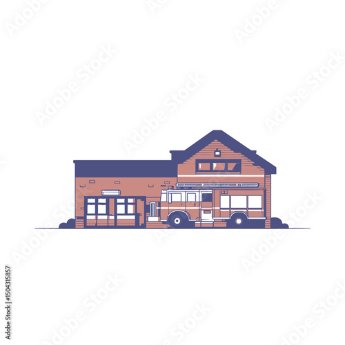 Firehouse truck stands ready rescue service outdoor station