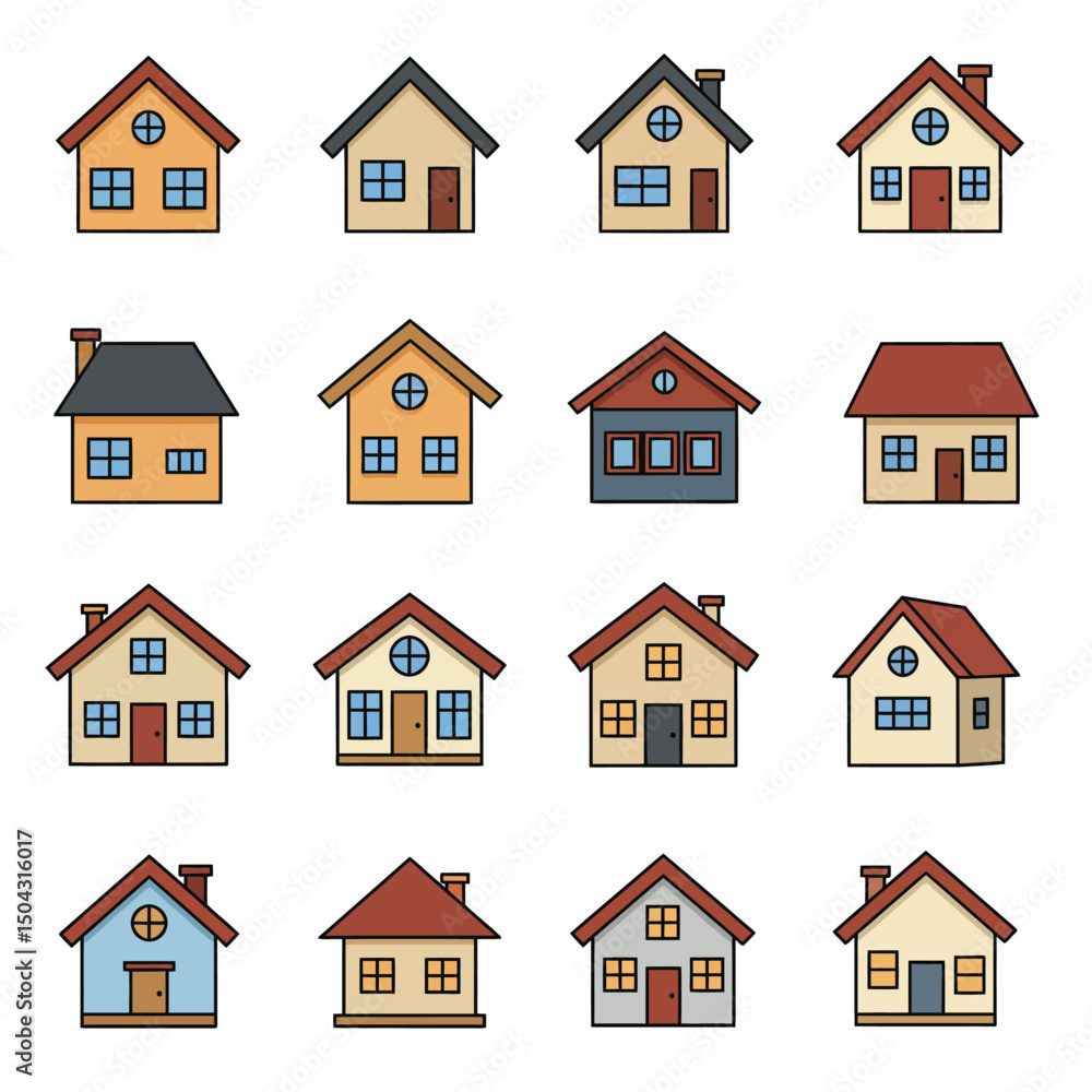 Fototapeta premium Home button icons set. Home page icon. Simple house symbols. Building icon. Vector illustration.