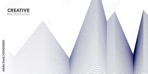 Abstract background with geometric shapes created from fine blue lines. city ​​building design.