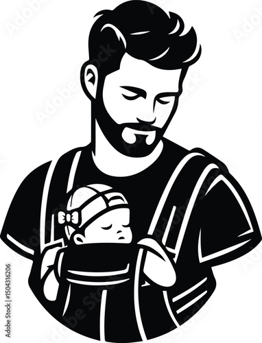 Father Carrying Baby in a Comfortable Sling