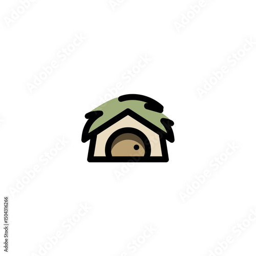 Stylized hut presents shelter entry simple backdrop drawing