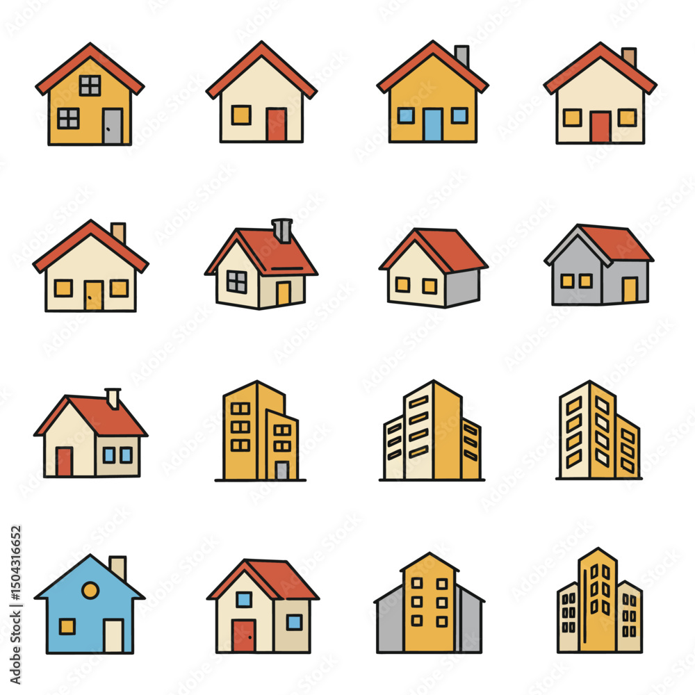 Fototapeta premium Home button icons set. Home page icon. Simple house symbols. Building icon. Vector illustration.