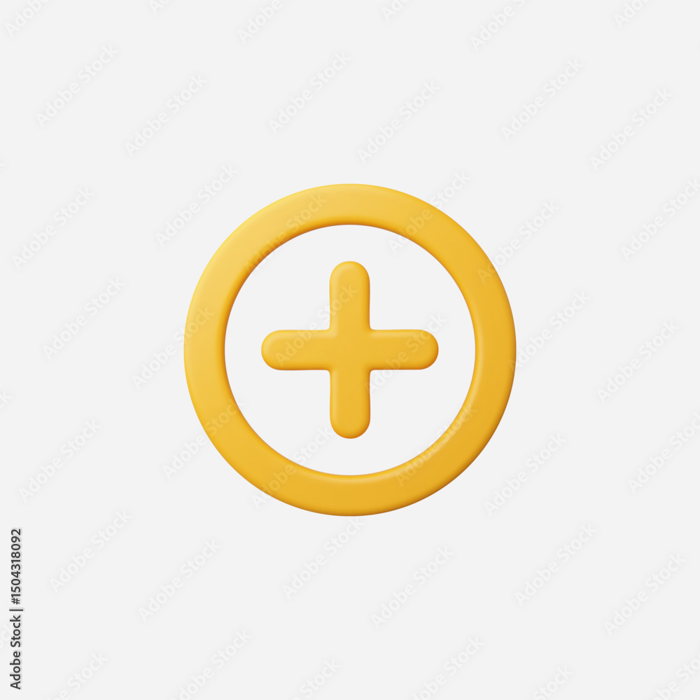 Obraz premium 3d Realistic Add icon vector Illustration