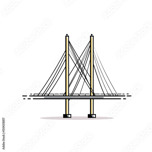 Bridge design stands spanning cables architecture illustration vector