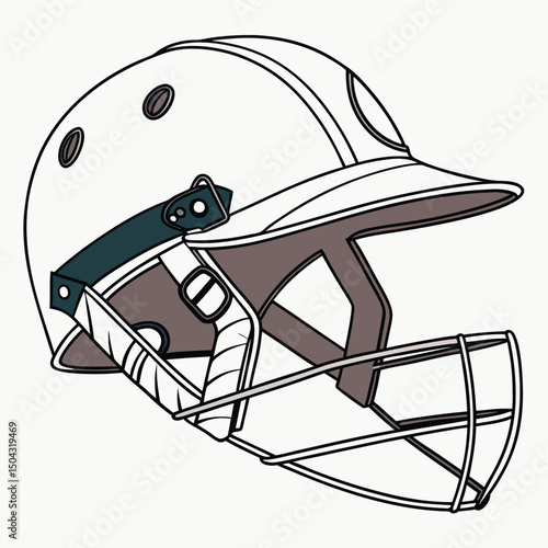 realistic watercolor vector of cricket helmet with details