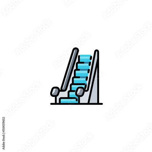 Escalator icon ascends steps in modern illustration clean design