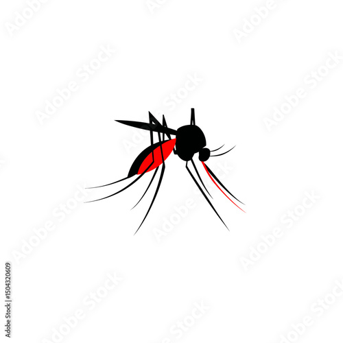 Silhouette mosquito sucking blood on bright background image vector