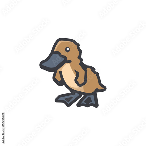 Cartoon platypus walks isolated simple background animal illustration