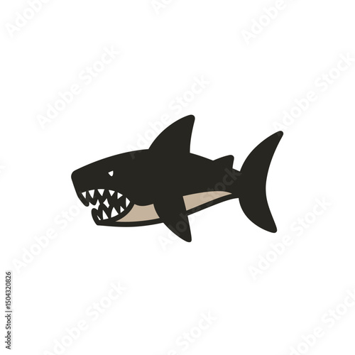 Aggressive shark hunts prey underwater marine wildlife image