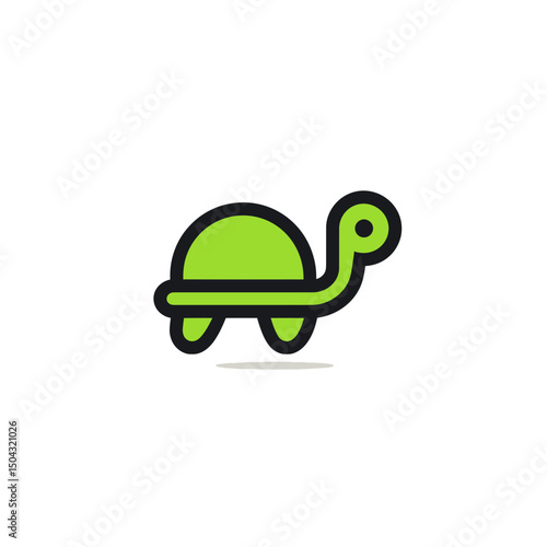 Stylized turtle illustration crawls peacefully white backdrop simple design