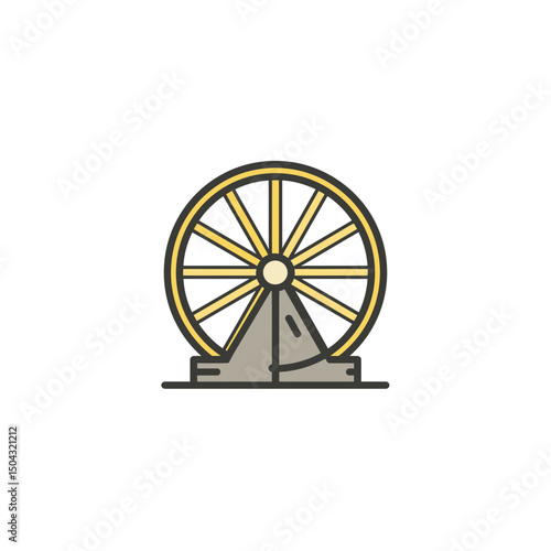 Ferris wheel icon rotates amusement park graphic isolated object