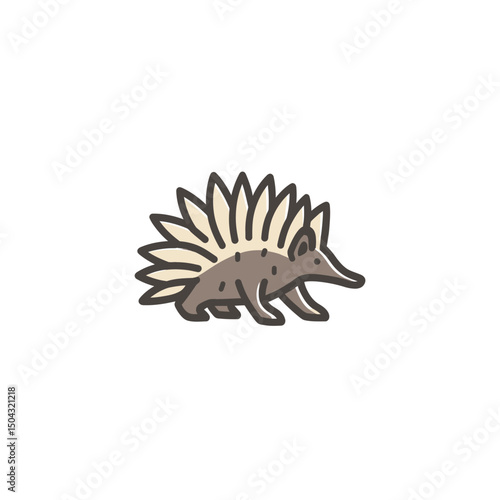 Cartoon echidna walks calmly isolated vector illustration