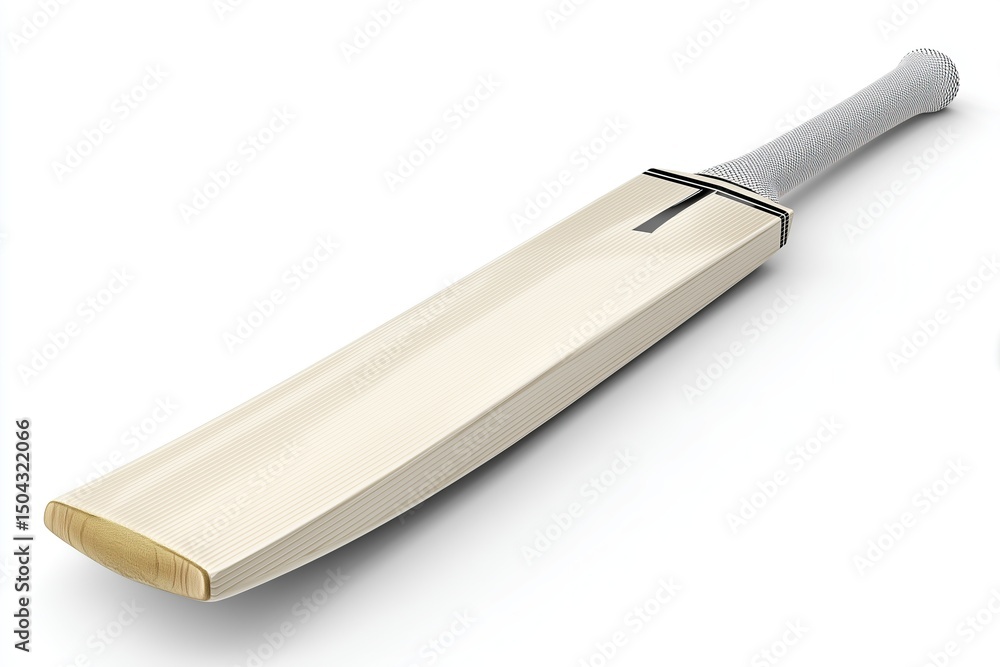 Cricket bat with white handle and smooth wooden blade for sport of cricket on white background Cricket bat with white handle and smooth wooden blade for sport of cricket on white background