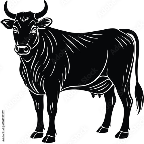 silhouette of angus cow with broad muscular features