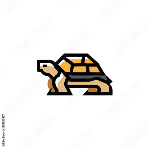 Turtle graphic crawls slowly over white background design