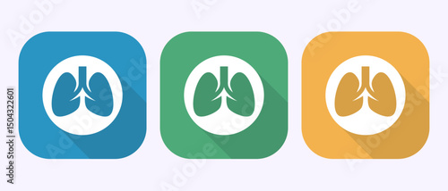 Lungs health care icon design illustration. Healthcare and medical icon sign in shadow button design