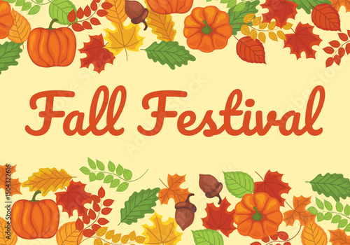 Autumn fall festival illustration with harvest elements