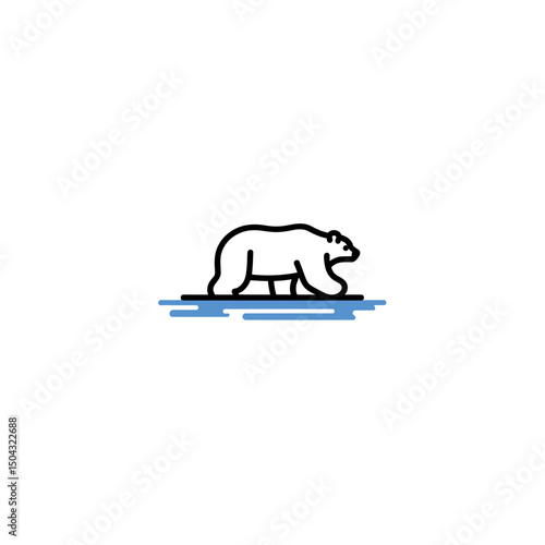 White polar bear walks on ice floe arctic area