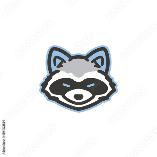 Cartoon raccoon stares ahead on a white background animal illustration