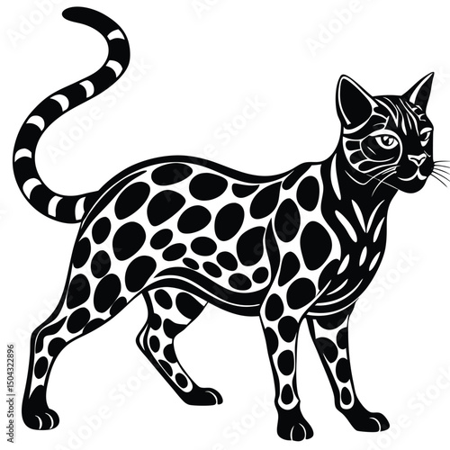 silhouette of bengal cat in mid motion with sleek body