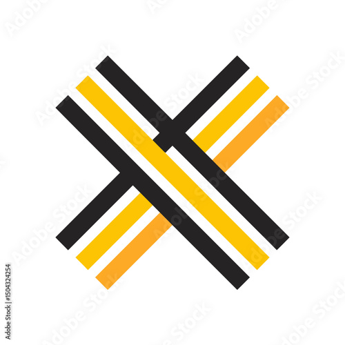 Abstract bands intersect diagonally on white backdrop graphic design