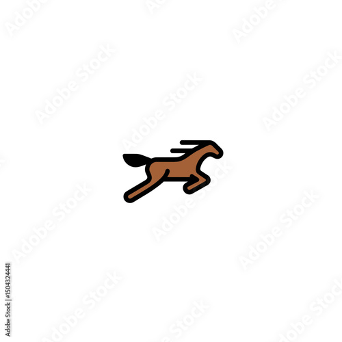 Brown horse gallops swiftly across plain background animation