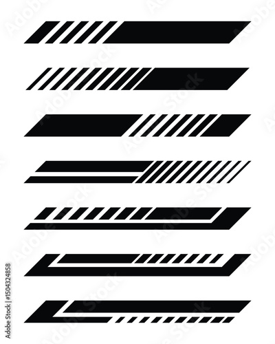 Set of different geometry racing vinyl stickers